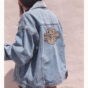 Vintage Harley Davidson Oversized Jean Jacket